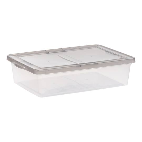 IRIS® 28qt. Clear Snap Top Storage Box with Gray Lid
